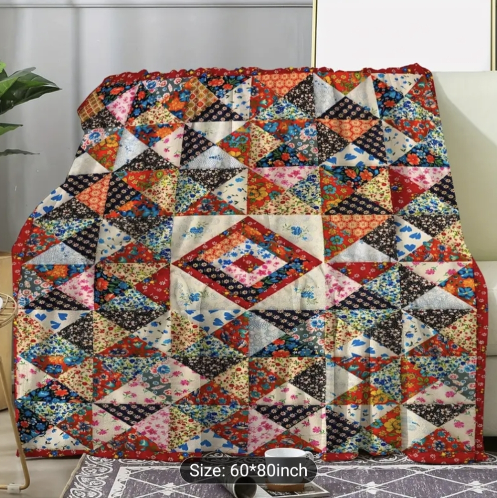 Soft Blanket Geometric Print Pattern Throw Blankets Soft Cozy Twin Bed Topper